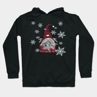 Gnome Cute Christmas Snowflake Cozy Buffalo Checks Gnomes WIntertime Snow Hoodie